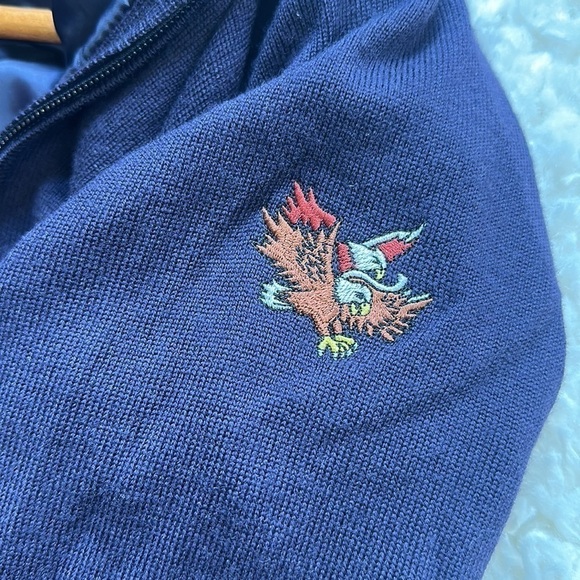 Fairway & Greene Abbey merino wool windsweater zip up turtleneck navy sweater - Picture 6 of 8